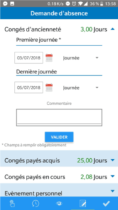 Demande d'absence et validation
