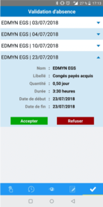 Validation des absences application mobile